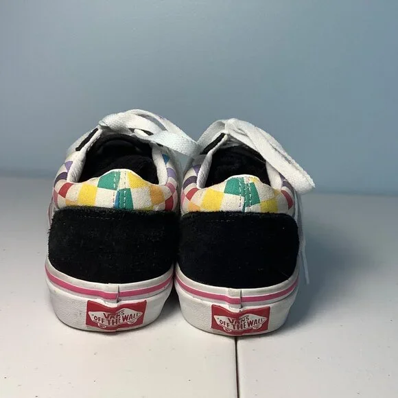 Vans Kids Sz 1 Off the Wall Checkerboard Multicolor Sneakers 721356 Skater Shoe - Picture 2 of 9